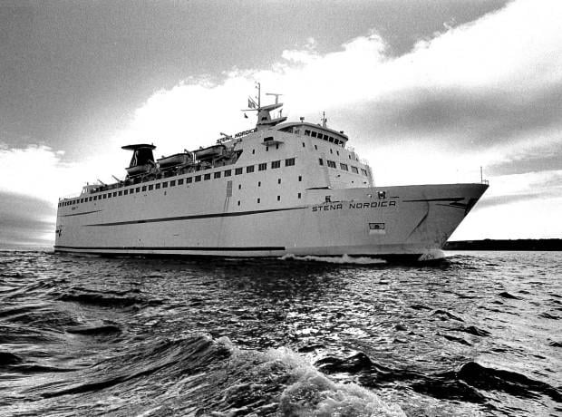 black and white image of the Stena Nordica