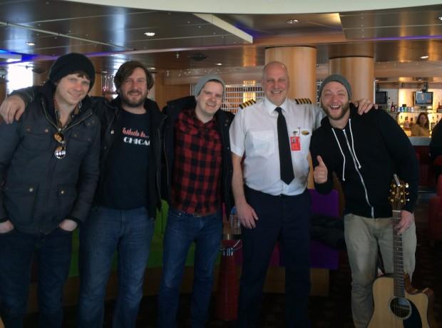 Captain Stan Peet of the Atlantic Vision, with Alert The Medic band members Ryan, Dale, Troy and Matt 