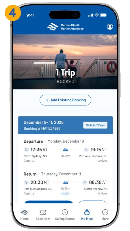 my trips screen