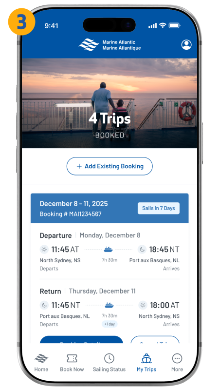 my trips screen