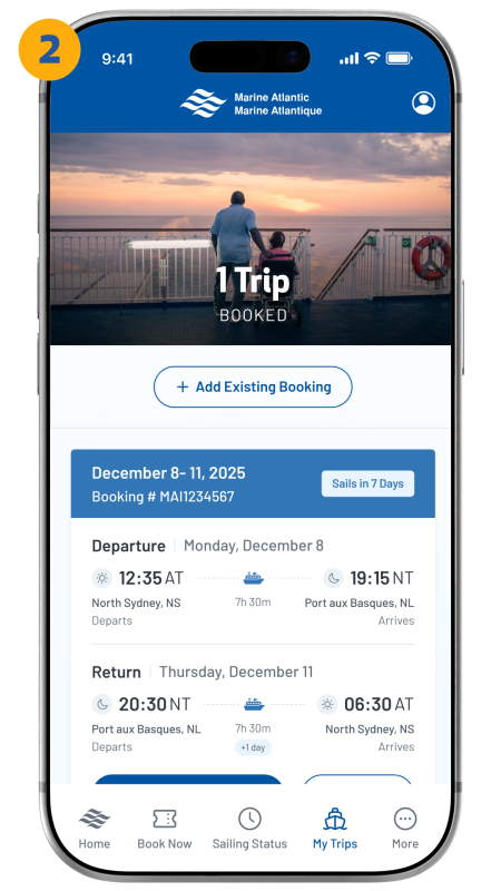 my trips screen