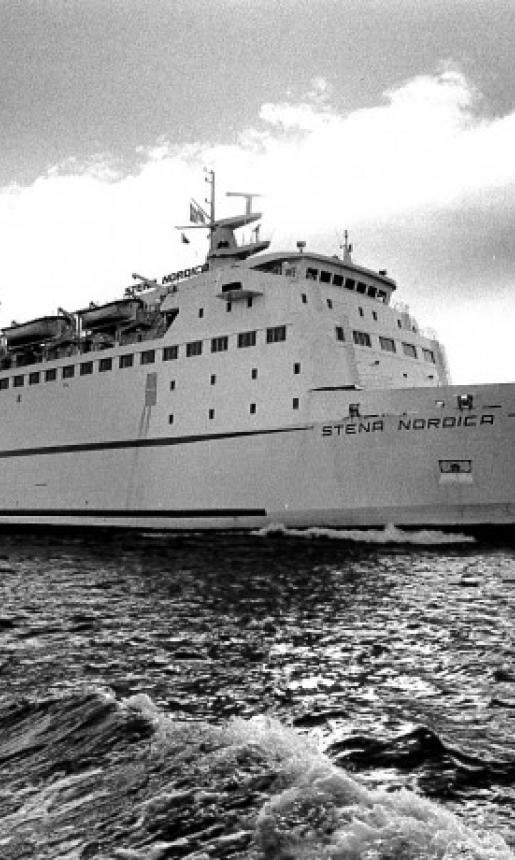 black and white image of the Stena Nordica